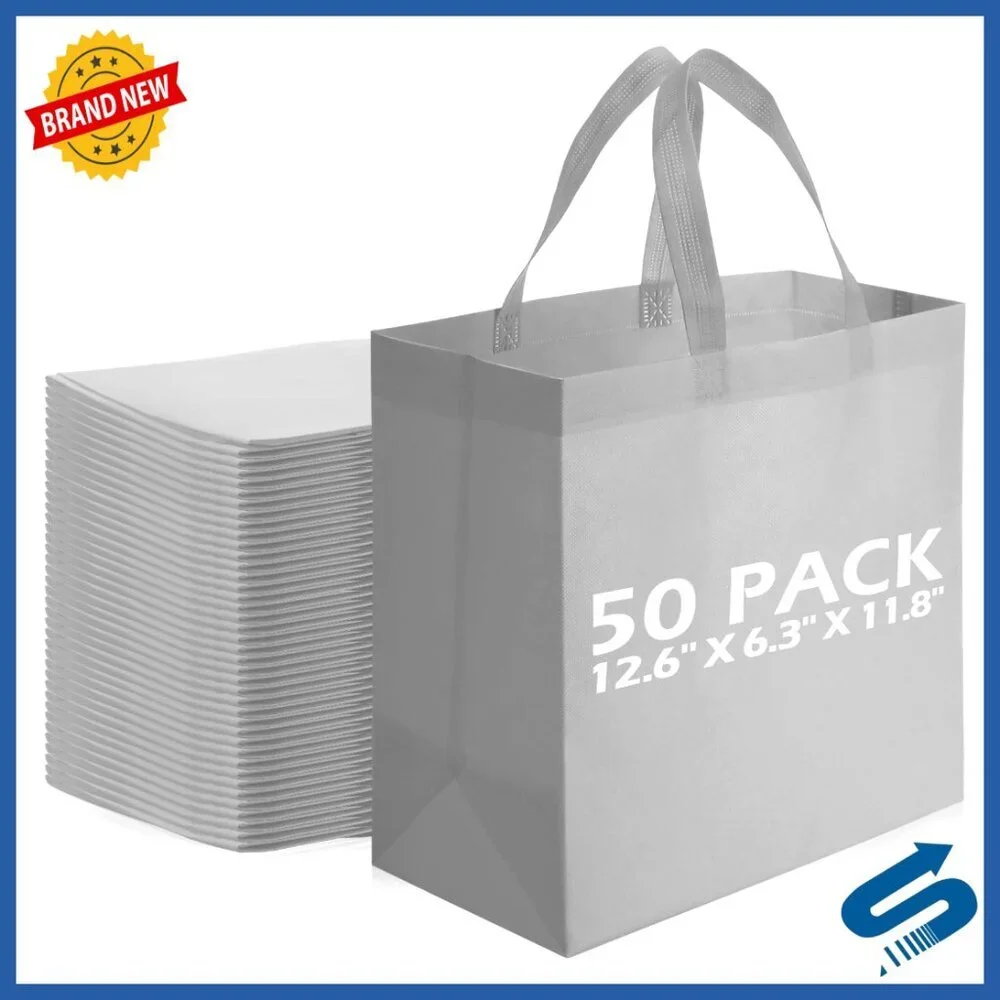 Reusable Tote Bags Bulk Set Foldable Non-Woven Grocery Shopping Handbags